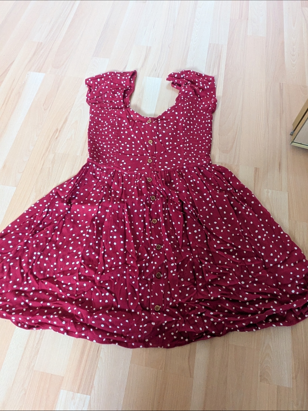 Kids Red Polka Dot Button-Front Dress